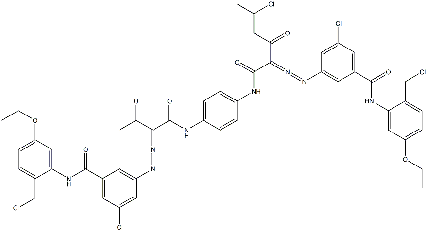 3,3'-[2-(1-クロロエチル)-1,4-フェニレンビス[イミノカルボニル(アセチルメチレン)アゾ]]ビス[N-[2-(クロロメチル)-5-エトキシフェニル]-5-クロロベンズアミド] 化学構造式