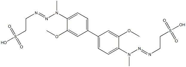 2,2'-[(3,3'-Dimethoxy[1,1'-biphenyl]-4,4'-diyl)bis(3-methyltriazene-1,3-diyl)]bis(ethanesulfonic acid) 结构式