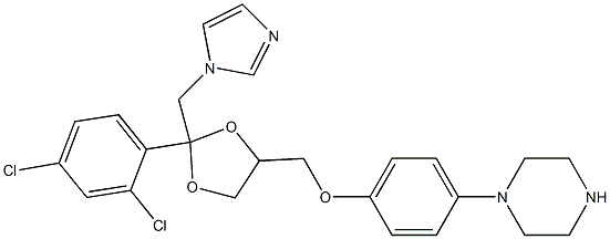 4-[4-[[2-(2,4-Dichlorophenyl)-2-(1H-imidazol-1-ylmethyl)-1,3-dioxolan-4-yl]methoxy]phenyl]piperazine Structure