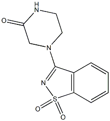 3-(3-オキソ-1-ピペラジニル)-1,2-ベンゾイソチアゾール1,1-ジオキシド 化学構造式