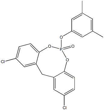 2,10-Dichloro-6-(3,5-dimethylphenoxy)-12H-dibenzo[d,g][1,3,2]dioxaphosphocin 6-oxide,,结构式