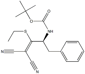 [(S)-3-フェニル-2-[(tert-ブトキシカルボニル)アミノ]-1-(エチルチオ)プロピリデン]マロノニトリル 化学構造式