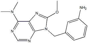 6-ジメチルアミノ-8-メトキシ-9-(3-アミノベンジル)-9H-プリン 化学構造式