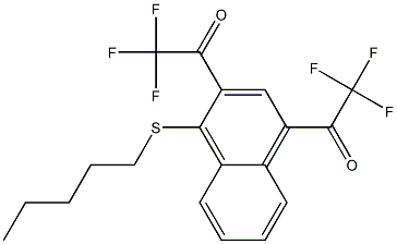2,4-ビス(トリフルオロアセチル)-1-ペンチルチオナフタレン 化学構造式