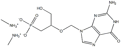 2-[[(2-Amino-1,9-dihydro-6-oxo-6H-purin)-9-yl]methoxy]-3-hydroxypropylphosphonic acid methylammonium salt Struktur