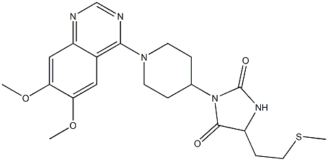 1-[1-(6,7-ジメトキシキナゾリン-4-イル)ピペリジン-4-イル]-4-[2-(メチルチオ)エチル]イミダゾリジン-2,5-ジオン 化学構造式