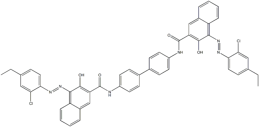 4,4'-Bis[1-[(2-chloro-4-ethylphenyl)azo]-2-hydroxy-3-naphthoylamino]biphenyl,,结构式