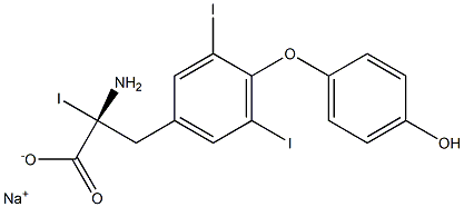 (R)-2-Amino-3-[4-(4-hydroxyphenoxy)-3,5-diiodophenyl]-2-iodopropanoic acid sodium salt 结构式