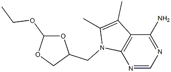 7-(2-Ethoxy-1,3-dioxolan-4-ylmethyl)-5,6-dimethyl-7H-pyrrolo[2,3-d]pyrimidin-4-amine Struktur