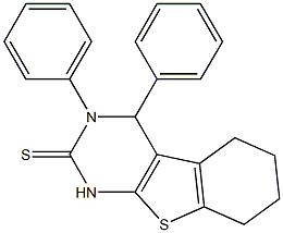 3,4-ジフェニル-1,4,5,6,7,8-ヘキサヒドロ[1]ベンゾチエノ[2,3-d]ピリミジン-2(3H)-チオン 化学構造式