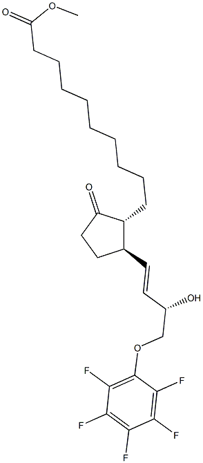 (13E,15S)-1-[2-(メトキシカルボニル)エチル]-15-ヒドロキシ-16-(ペンタフルオロフェノキシ)-17,18,19,20-テトラノルプロスタ-13-エン-9-オン 化学構造式