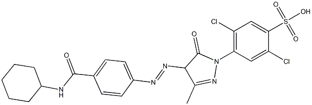 2,5-Dichloro-4-[[4-[[4-[(cyclohexylamino)carbonyl]phenyl]azo]-4,5-dihydro-3-methyl-5-oxo-1H-pyrazol]-1-yl]benzenesulfonic acid Structure