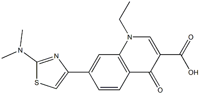 1,4-Dihydro-1-ethyl-4-oxo-7-[2-(dimethylamino)thiazol-4-yl]quinoline-3-carboxylic acid Struktur
