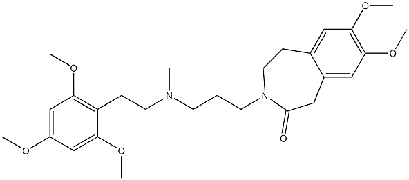 4,5-Dihydro-7,8-dimethoxy-3-[3-[N-methyl-2-(2,4,6-trimethoxyphenyl)ethylamino]propyl]-1H-3-benzazepin-2(3H)-one Struktur