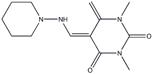 4,5-Dihydro-1,3-dimethyl-6-methylene-5-[(piperidino)aminomethylene]pyrimidine-2,4(1H,3H)-dione Struktur