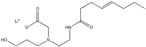 N-(3-ヒドロキシプロピル)-N-[2-(4-オクテノイルアミノ)エチル]アミノ酢酸リチウム 化学構造式