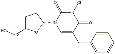 5-[Benzyl]-3-chloro-2',3'-dideoxyuridine,,结构式