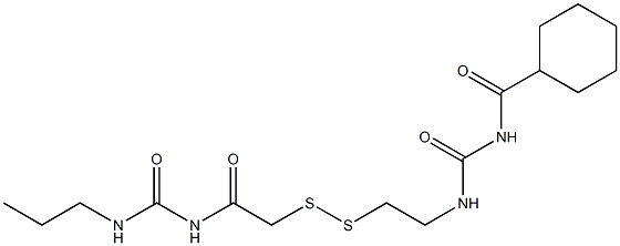 1-(Cyclohexylcarbonyl)-3-[2-[[(3-propylureido)carbonylmethyl]dithio]ethyl]urea Struktur