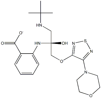 (S)-1-[(1,1-Dimethylethyl)amino]-3-[[4-(morpholin-4-yl)-1,2,5-thiadiazol-3-yl]oxy]-2-propanol 2-aminobenzoate,,结构式