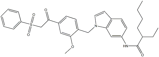 N-[1-[2-Methoxy-4-(phenylsulfonylacetyl)benzyl]-1H-indol-6-yl]-2-ethylhexanamide,,结构式