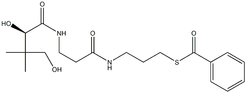 [R,(+)]-2,4-Dihydroxy-N-[2-[(3-benzoylthiopropyl)carbamoyl]ethyl]-3,3-dimethylbutyramide Structure