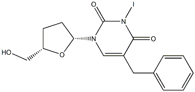 5-[Benzyl]-3-iodo-2',3'-dideoxyuridine Structure