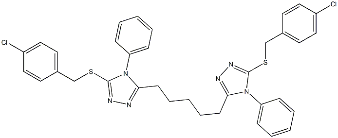 5,5'-(1,5-ペンタンジイル)ビス[4-(フェニル)-3-(4-クロロベンジルチオ)-4H-1,2,4-トリアゾール] 化学構造式