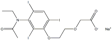 2-[2-[3-(N-Ethylacetylamino)-2,4,6-triiodophenoxy]ethoxy]acetic acid sodium salt Structure