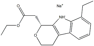 (1R)-1,8-ジエチル-1,3,4,9-テトラヒドロピラノ[3,4-b]インドール-1-酢酸ナトリウム 化学構造式