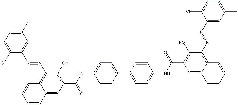 N,N'-(1,1'-Biphenyl-4,4'-diyl)bis[4-[(2-chloro-5-methylphenyl)azo]-3-hydroxy-2-naphthalenecarboxamide] Struktur