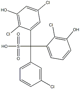 (3-クロロフェニル)(2-クロロ-3-ヒドロキシフェニル)(2,5-ジクロロ-3-ヒドロキシフェニル)メタンスルホン酸 化学構造式