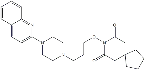 8-[3-[4-(2-キノリニル)-1-ピペラジニル]プロピルオキシ]-8-アザスピロ[4.5]デカン-7,9-ジオン 化学構造式