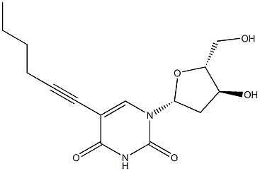 5-(1-ヘキシニル)-2'-デオキシウリジン 化学構造式