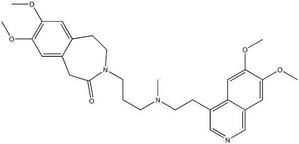 2,3-Dihydro-7,8-dimethoxy-3-[3-[N-[2-(6,7-dimethoxy-4-isoquinolinyl)ethyl]-N-methylamino]propyl]-1H-3-benzazepin-4(5H)-one,,结构式