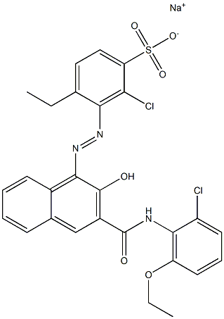 2-Chloro-4-ethyl-3-[[3-[[(2-chloro-6-ethoxyphenyl)amino]carbonyl]-2-hydroxy-1-naphtyl]azo]benzenesulfonic acid sodium salt Structure