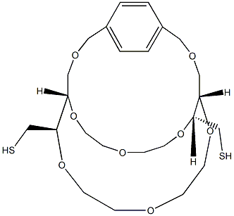 (1R,2S,10R,11S)-2,11-[(1,4-Phenylene)bis(methyleneoxymethylene)]-3,6,9,12,15,18-hexaoxacyclooctadecane-1,10-bis(methanethiol) Structure