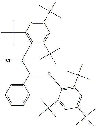 (E)-1,3-ビス[2,4,6-トリ(tert-ブチル)フェニル]-2-フェニル-3-クロロ-1,3-ジホスファ-1-プロペン 化学構造式