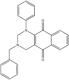 1-フェニル-3-ベンジル-1,2,3,4-テトラヒドロベンゾ[g]キナゾリン-5,10-ジオン 化学構造式