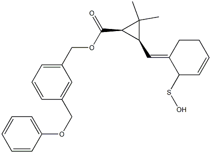 (1R,3S)-2,2-ジメチル-3-[[(3E)-2,3,4,5-テトラヒドロ-2-オキソチオフェン]-3-イリデンメチル]シクロプロパン-1-カルボン酸-3-(フェノキシメチル)ベンジル 化学構造式