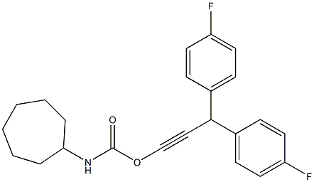 Cycloheptanecarbamic acid 3,3-bis(4-fluorophenyl)-1-propynyl ester Struktur