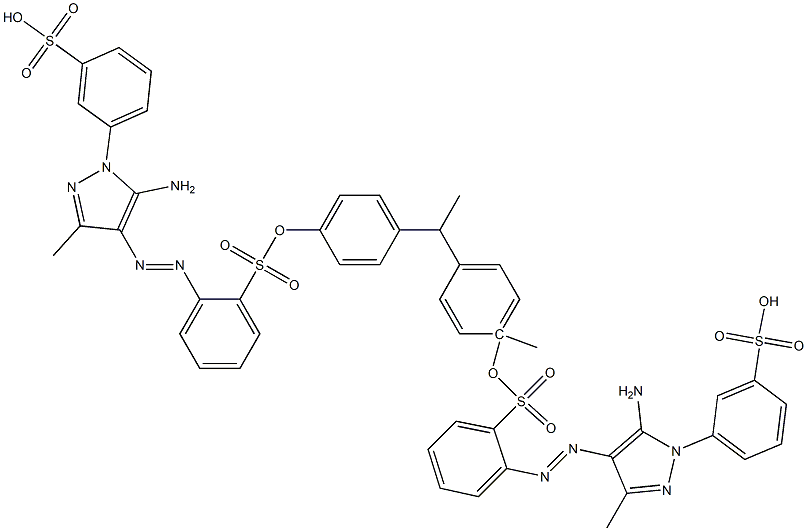 Bis[2-[[5-amino-3-methyl-1-[3-(hydroxysulfonyl)phenyl]-1H-pyrazol-4-yl]azo]benzenesulfonic acid]1-methylethylidenebis(4,1-phenylene) ester,,结构式