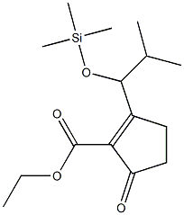 5-オキソ-2-(1-トリメチルシリルオキシ-2-メチルプロピル)-1-シクロペンテン-1-カルボン酸エチル 化学構造式