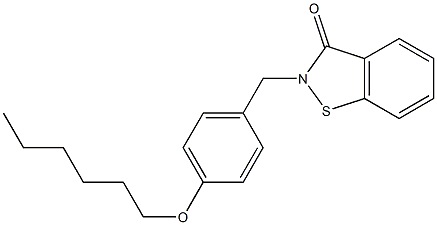 2-[4-(ヘキシルオキシ)ベンジル]-1,2-ベンゾイソチアゾール-3(2H)-オン 化学構造式