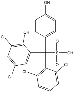 (2,6-ジクロロフェニル)(3,5-ジクロロ-2-ヒドロキシフェニル)(4-ヒドロキシフェニル)メタンスルホン酸 化学構造式