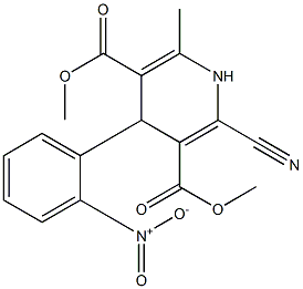 4-(2-Nitrophenyl)-2-cyano-6-methyl-1,4-dihydropyridine-3,5-dicarboxylic acid dimethyl ester,,结构式