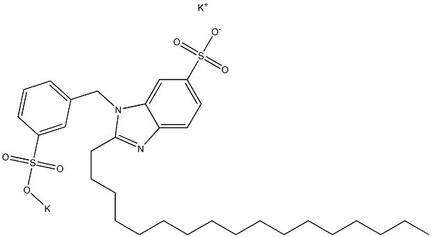1-[3-(ポタシオオキシスルホニル)ベンジル]-2-ヘプタデシル-1H-ベンゾイミダゾール-6-スルホン酸カリウム 化学構造式