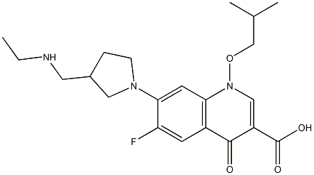 6-Fluoro-1-(2-methylpropyloxy)-1,4-dihydro-4-oxo-7-[3-(ethylaminomethyl)-1-pyrrolidinyl]quinoline-3-carboxylic acid,,结构式