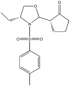 (2S)-2-[(2R,4R)-4-エチル-3-(4-メチルフェニルスルホニル)オキサゾリジン-2-イル]-1-シクロペンタノン 化学構造式