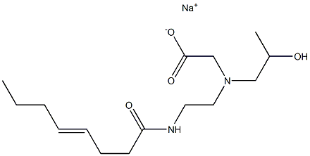 N-(2-ヒドロキシプロピル)-N-[2-(4-オクテノイルアミノ)エチル]アミノ酢酸ナトリウム 化学構造式