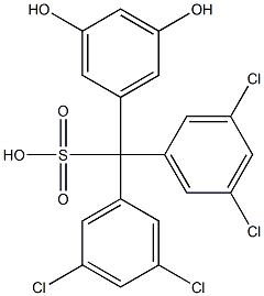 ビス(3,5-ジクロロフェニル)(3,5-ジヒドロキシフェニル)メタンスルホン酸 化学構造式